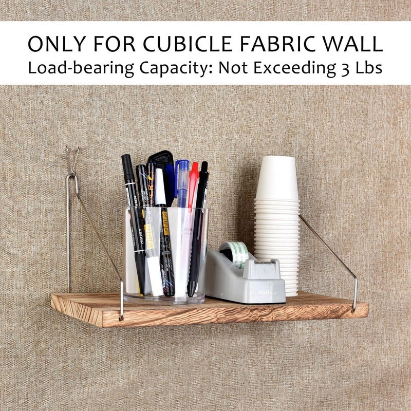 onsogi Fabric Wall Cubicle Shelf with Hooks for Work Decor, 11.8' Wooden Cubicle Organizer Storage Shelf with Hangers Cubicle Accessories for Women Men Desk - Image 2